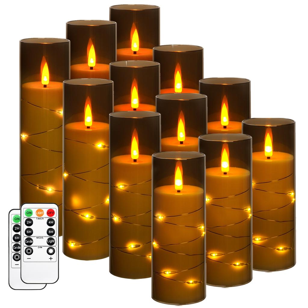 Electronic Simulation Remote Control LED Candle Light Acrylic Plastic Shell Light String for Christmas New Year Graduation