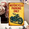 Vintage Motorcycle Parking Metal Sign Wall Art Garage Decor
