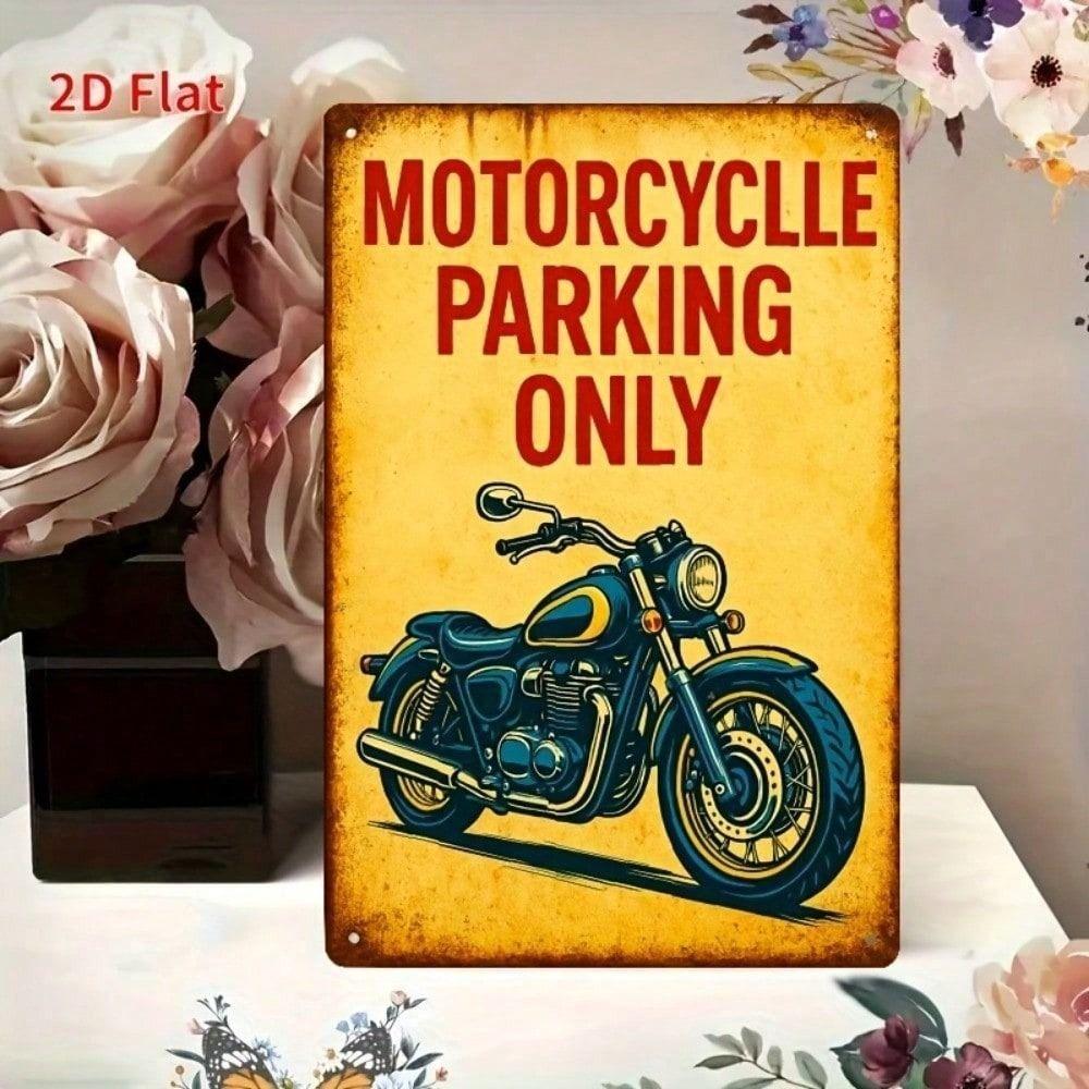 Vintage Motorcycle Parking Metal Sign Wall Art Garage Decor