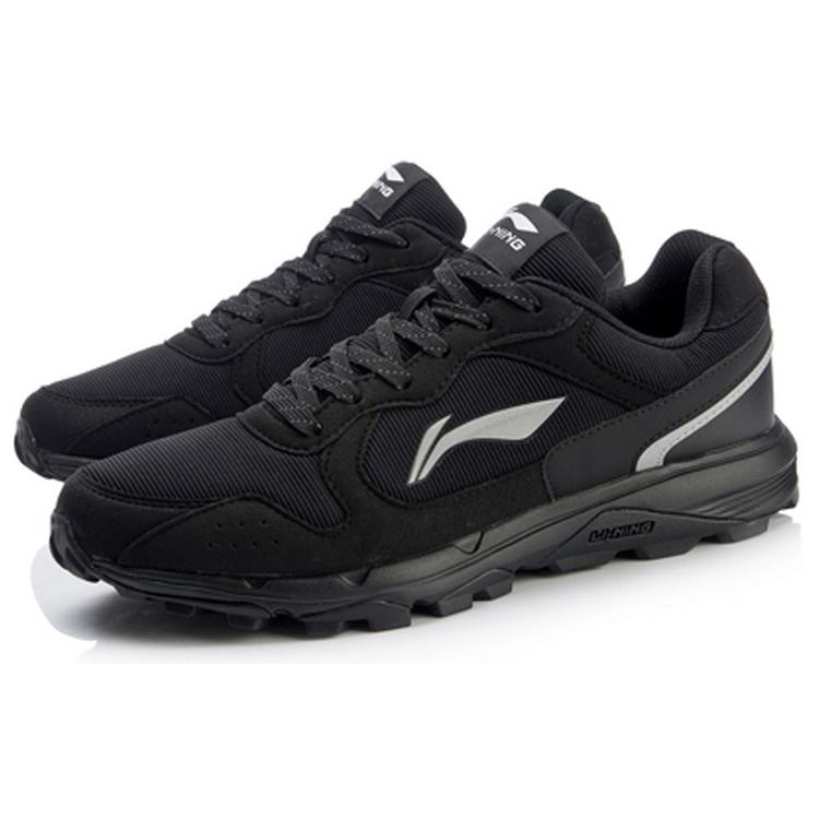 Li Ning Cushioning Slip Resistant Abrasion Resistant Low top Long Distance Running Shoes Men's Standard Black ARDL003-6