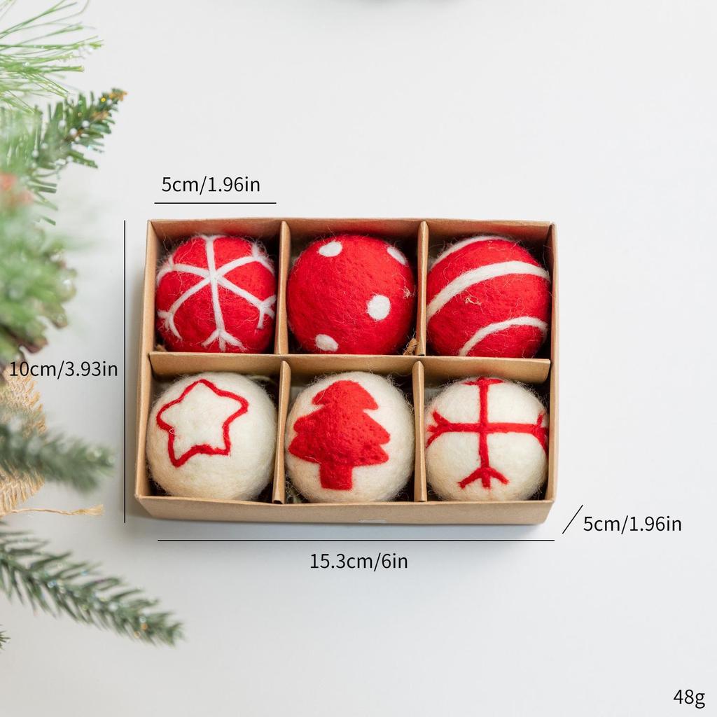 Christmas Festival Felt Ball Tree Ornaments - Red & Green, Cute Small Desktop Decor