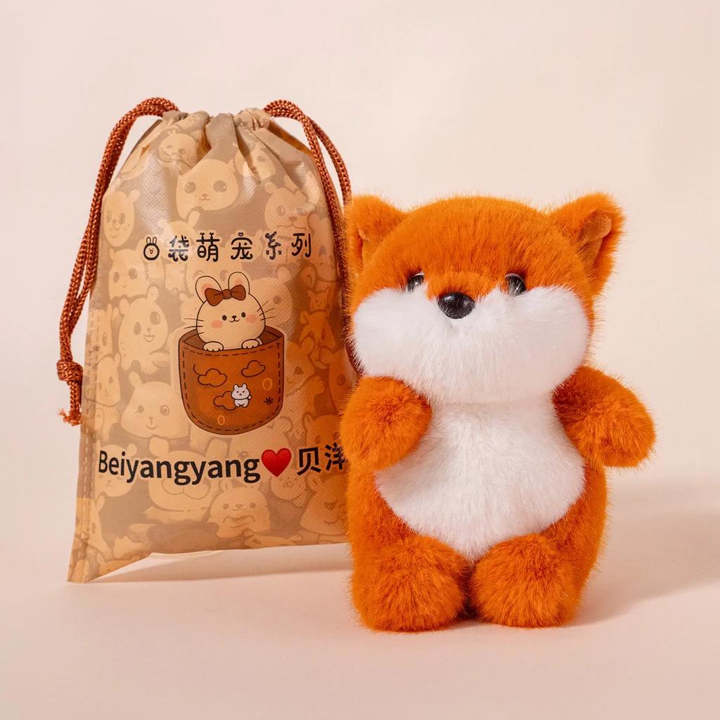 Hot Sale Cartoon Pocket Pets Plush Toys Stuffed Duck Panda Mouse Piggy Fox Otter Doll Mini Desktop Mini Animals Pretty Gift