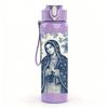 1PC Blue Tone Virgin Mary Portrait 750ml Color Plastic Sports Water Bottle Leakproof Flip Straw Lid For Sports Office Home Use