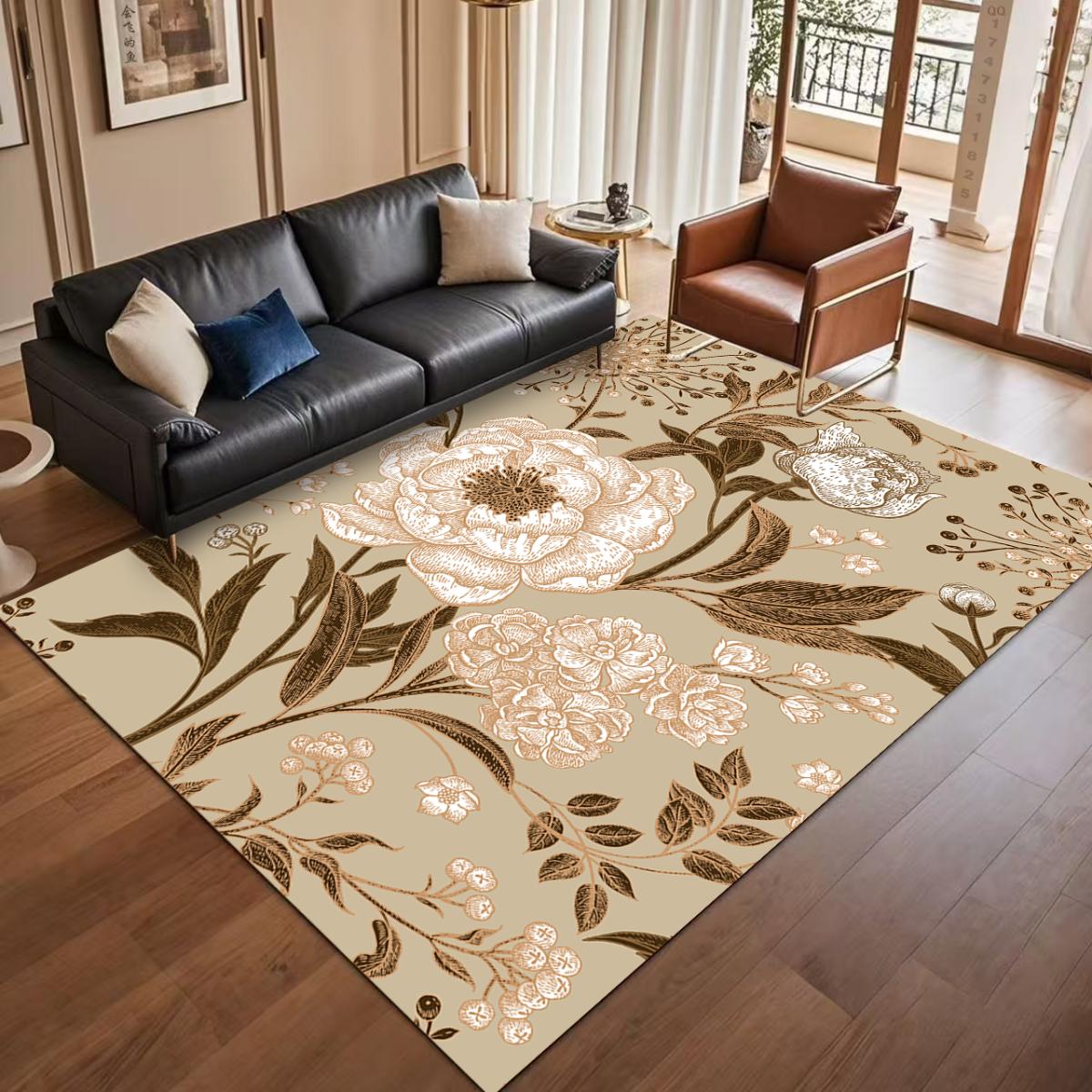 

Современная Роскошная Декорация Дома Ковер Гостиная Растительный Узор Нескользящий Декор Комнаты Коврик Мягкий Легко Чистится Придверный Коврик 1.9x2.9ft(60x90cm)