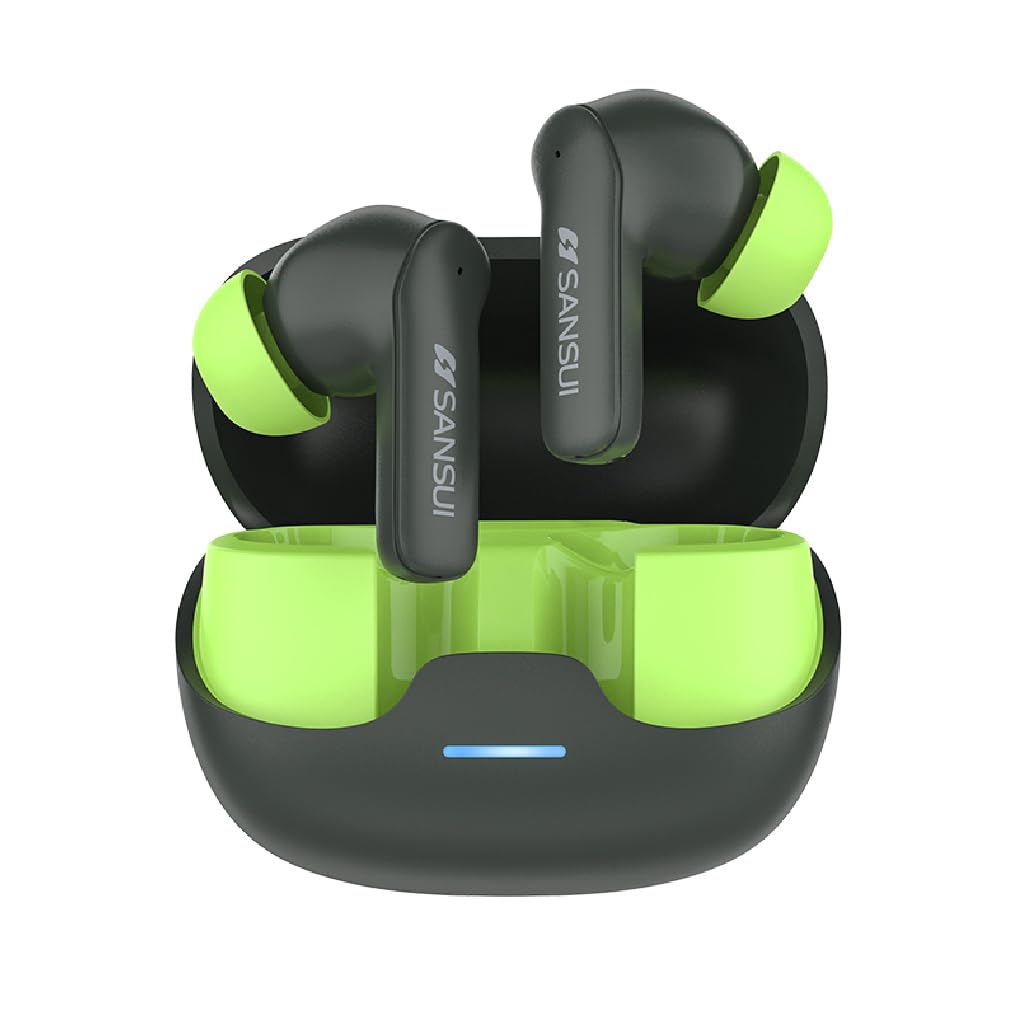 

SANSUI Wireless Bluetooth Bluetooth Noise Automatic Playback Fast Compact and Perfect for and Gaming Earphones, 5.4, Cancelling, Pairing, IPX4,