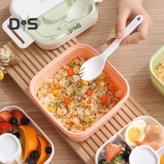 Cheap 1100ml Dust-proof Bento Box with Spoon Fork Odorless Food Grade ...
