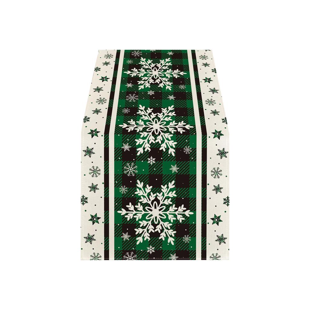 Checkered Snowflake Christmas Table Runner, Seasonal Winter Kitchen Table Decoration, Suitable For Home Party Decoration