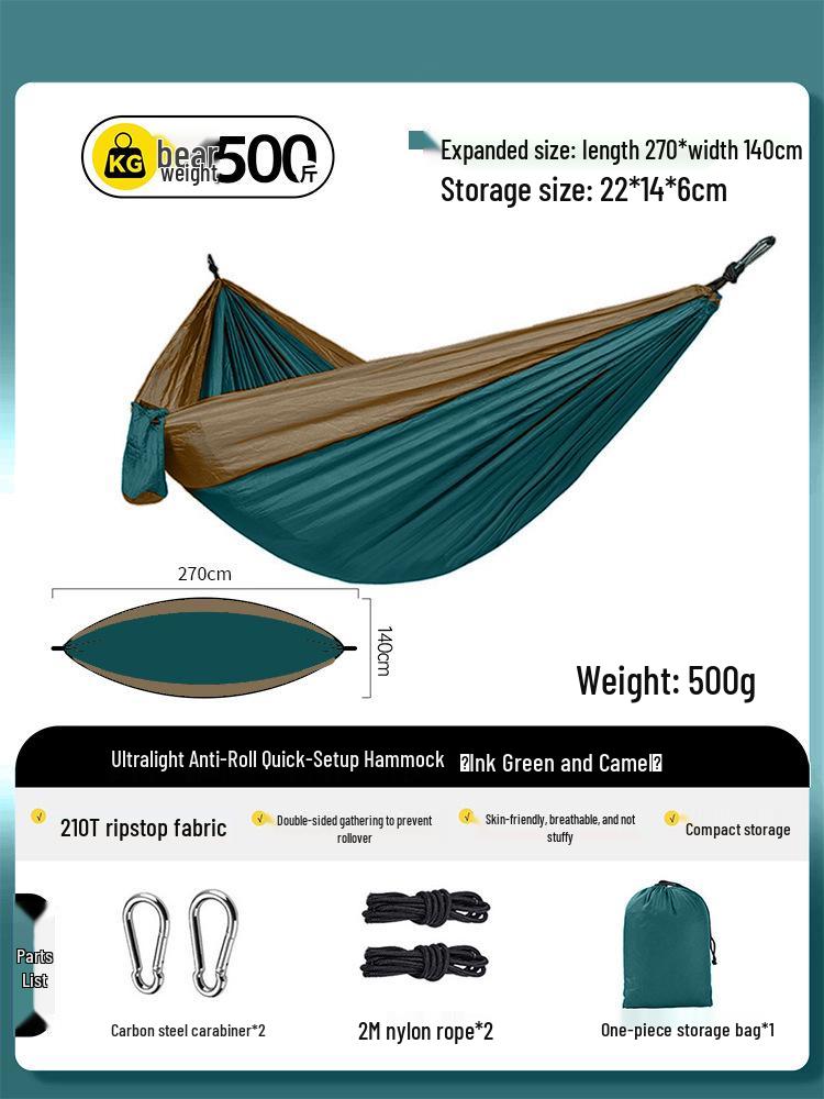 Portable Nisi Fabric Anti-Rollover Hammock for Camping and Travel