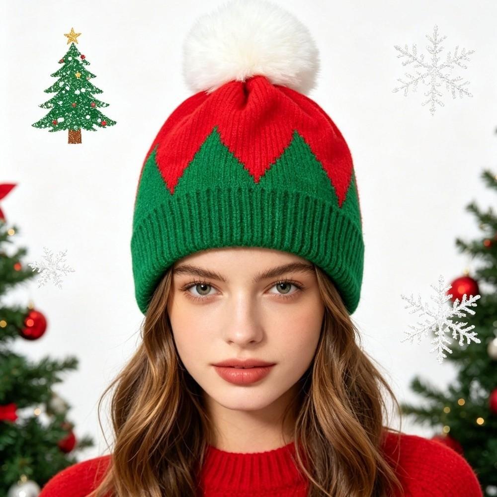 Merry Christmas Hat Santa Beanie Hat Warm Striped Hat Leisure Christmas Knitted Hat Outdoor