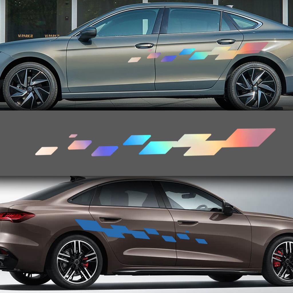 2pcs Car Door Decals Racing Checkered Vinyl Stickers Car Body Side Stickers Waterproof Self-Adhesive Paper