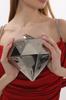 Women's Stylish and Useful Evening Dress Bag Platinum Color Metal Design Evening Dress Portfolio Clutch Women's Evening Bag