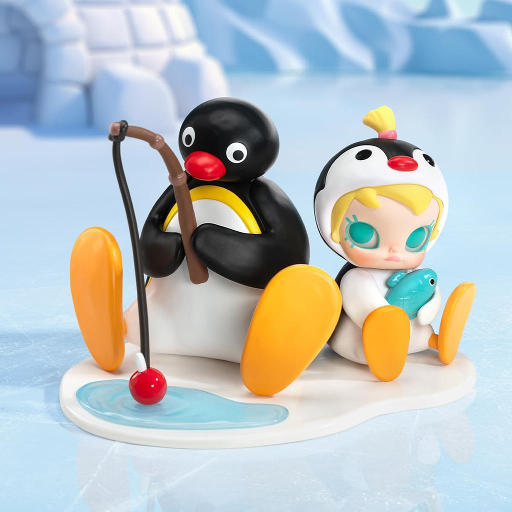 POP MART Baby Molly × PINGU Fishing Time Pop Mart Gachapon Blind Box Figure Plastic Model Premium Toy PVC Soft Vinyl Original Character Birthday Gift