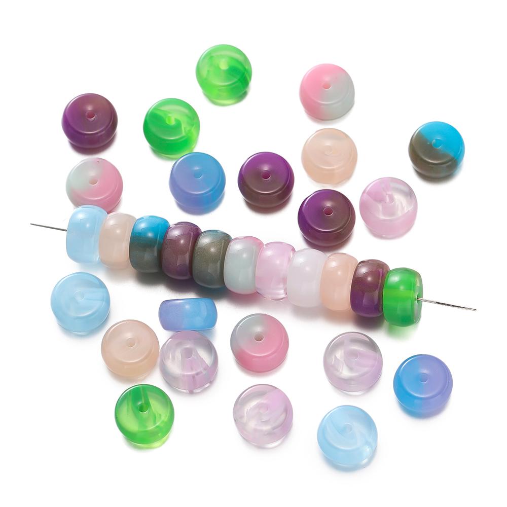 10pcs/Pack Mixed Color Resin Flat Round Beads Spacer Loose Charms Beads for DIY Bracelet Necklace Jewelry Making Accessories