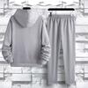 Men's Hooded Sweater Two-piece Fleece Insulation Long Sleeved Casual Sports Set Men's Set