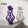 Platzsparende Schreibtischdekoration 3D-gedruckte Rosen-Skulptur, Hohlvase Blumenkunst-Figur mit matter Oberfläche, Künstlerische Blumenskulptur Minimalistisch