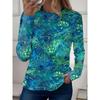 Women's Casual T-shirt 3D Printed  Flower Print Round Neck Retro Elegant Long Sleeves Women's Fashion Pullover Long Sleeve Tops