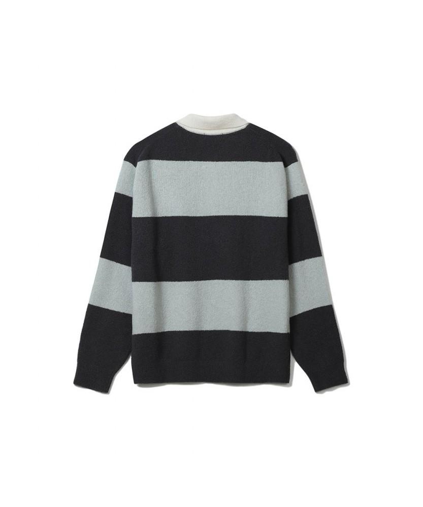 NOTIG Wool Blend Boucle Thierry Stripe Sweater Grey_Oka3Swtl102G1