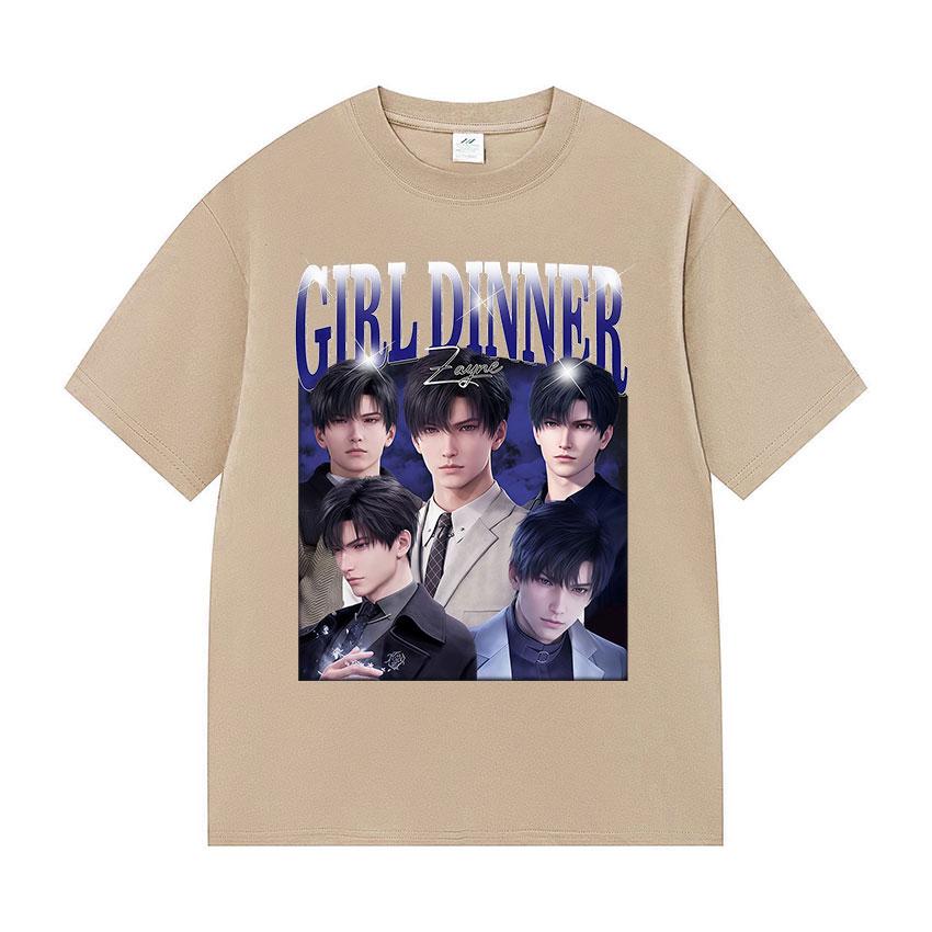 Dívčí večeře Zayne Love a Deepspace Potisk Trička Anime Pánská Dámská Móda O-výstřih Trička Léto Bavlna Krátký Rukáv Tričko