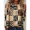 All-Over Print T-Shirt, Casual Long Sleeve Round Neck Top, Suitable for Spring And Autumn, Women'S Plus Size Clothing