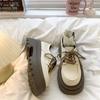 Muffin platform small leather shoes spring new white British style round head lace-up Japanese single shoes