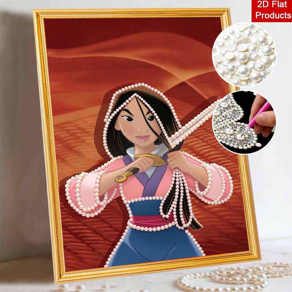 Disney Arte di perle: Kit Pittura con Perle a Tema Mulan Set Artistico Fai-da-te con Diamanti di Perle Adatto per Principianti e Adulti, Ideale per Decorazione Murale Domestica e Regali