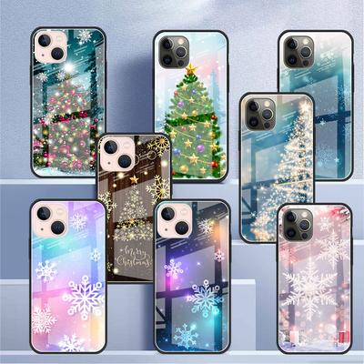 Glass Case For Apple iPhone 14 13 11 12 Pro 7 XR X XS Max 8 6 6s Plus SE 2022 13Pro Phone Tampa Winter Snow Merry Christmas