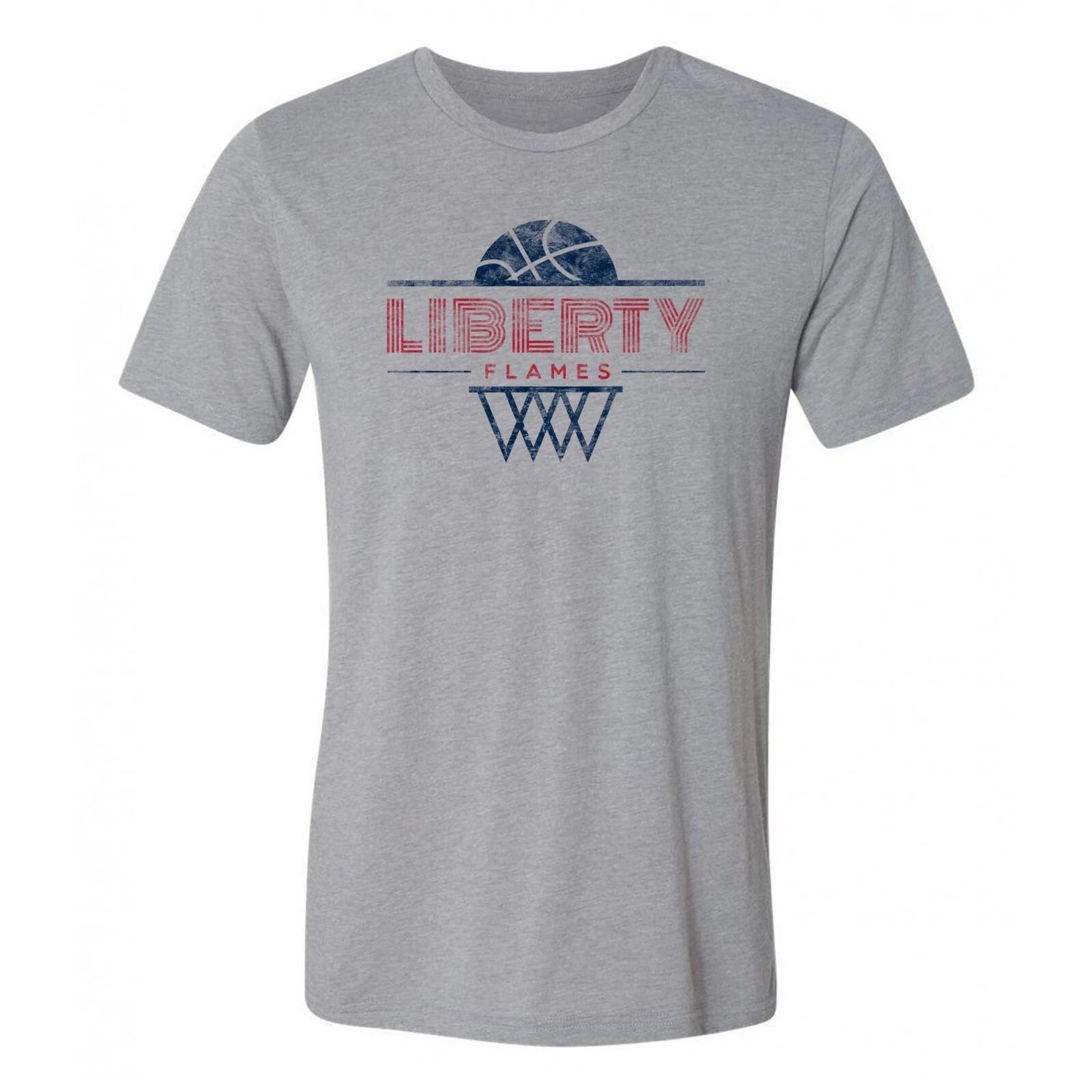 Liberty Flames Oblique Basketball Hoop Triblend Shirt - Athletic Grey S