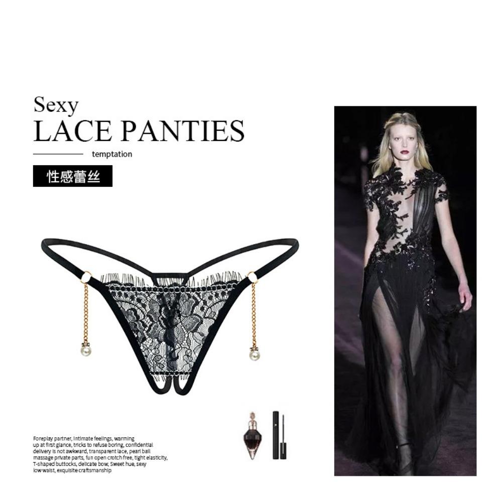 Sexy Transparent Thong Eyelash Lace T Panties Women Plus Size Lace Panties G-string