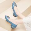 2025 Nuevos Zapatos Bajos de Moda de Lujo para Mujer Tacón Grueso Cara Brillante Zapatos de Cuero para el Trabajo Versátiles Casuales Zapatos para Mujer