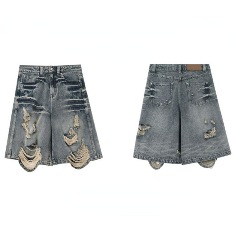 Pure Desire Y2k Spice Girls Denim Shorts Women Retro Washed  Summer Loose Do Old  Pants Female Ripped Quarter Fashion Pant