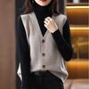 Knitted Sweater Vest Cardigan Top Early Autumn Womens Waistcoat Sleeveless Jacket Outerwear
