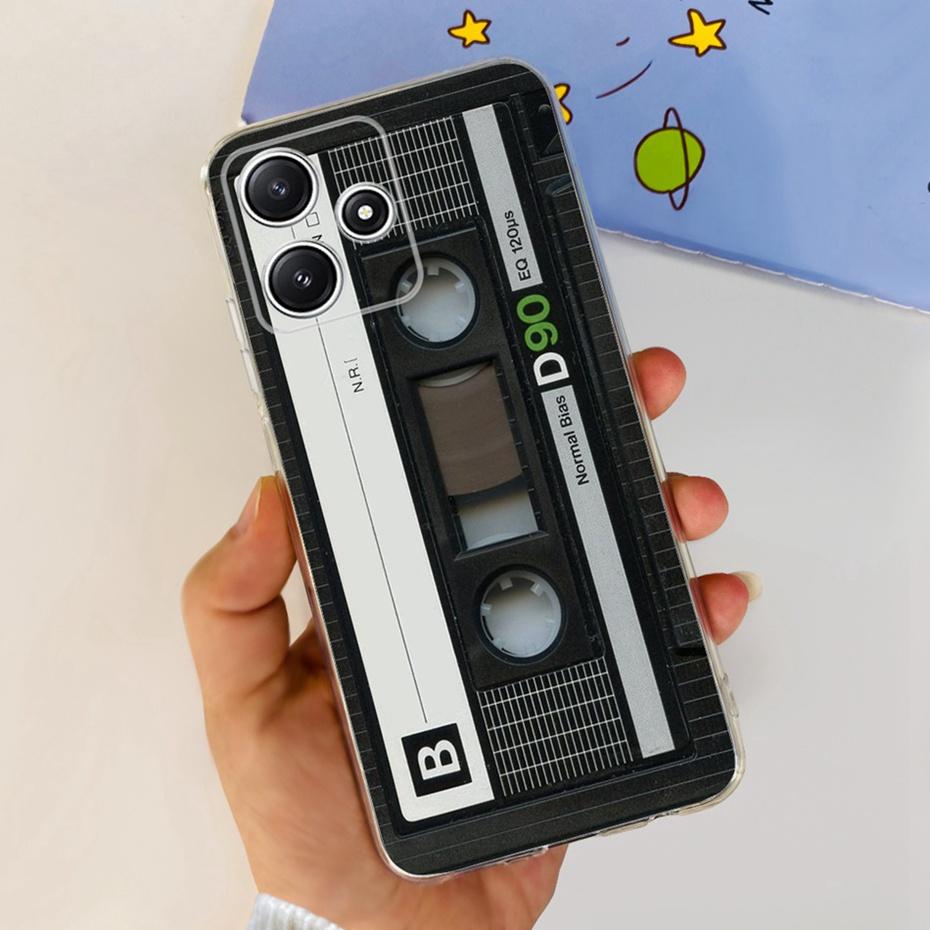 Cute Flower Cat Painted Case For Xiaomi Redmi 12 5G 2023 Soft Silicone TPU Back Cover For Redmi12 5G Global Phone Bumper
