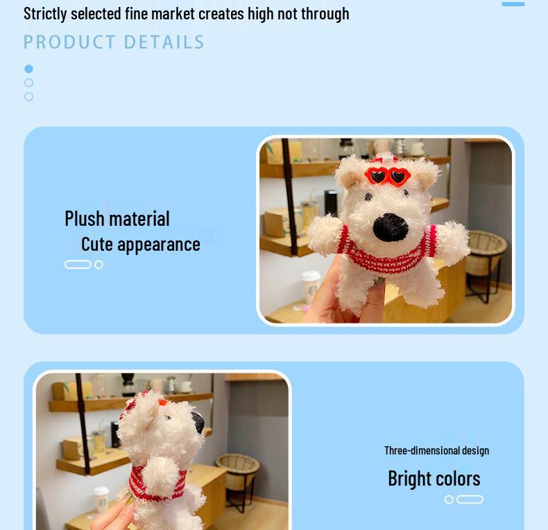 Cartoon West Highland Plush Keychain - Cute Girl Doll Backpack Pendant
