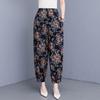 Woman Summer High Waist Pants Plus Size Elastic Waist Floral Lantern Pants