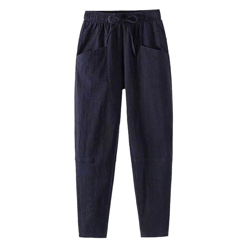 2024 Frühling/Sommer Übergröße Damen Baumwolle Leinen Slim Fit, Vielseitige Lockere Hose