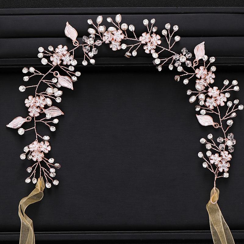 

Модные свадебные украшения ручной работы для волос, повязка на голову с листьями и цветами серебристого цвета, жемчужно-кристаллический свадебный головной убор для принцессы