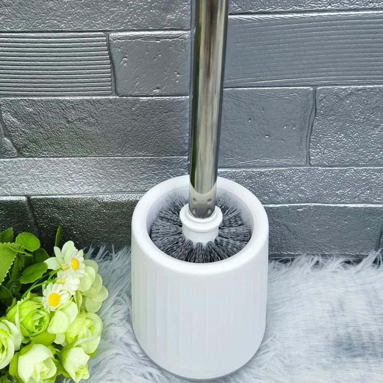 2-in-1 Wall-Mounted Toilet Brush Set with Base - Long Handle for No Dead Corners