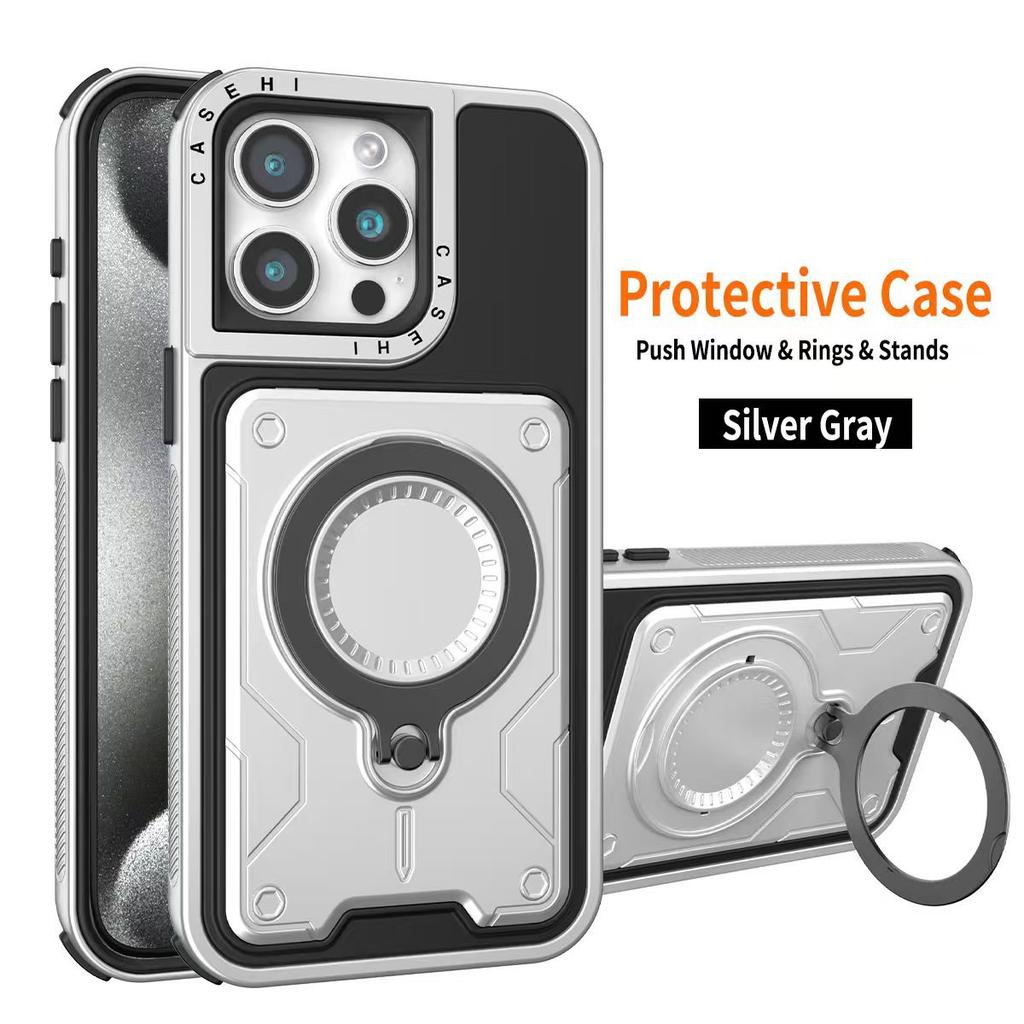 Applicable To IPhone16promax Mobile Phone Case Magnetic Three-piece Set Apple 15/14 Large Bracket Full-inclusive Protective Case