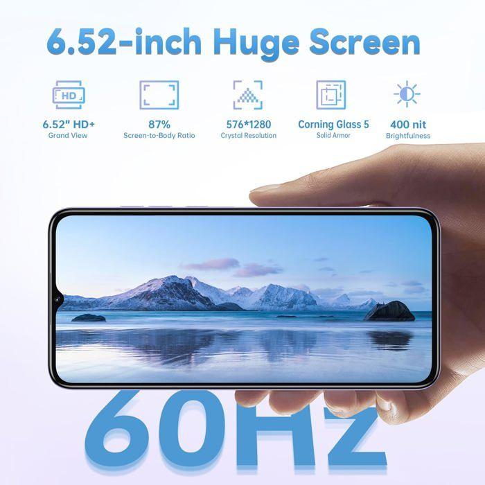 Téléphone Portable OUKITEL C57S 8Go+64Go Écran 6.52" Smartphone Pas Cher Android 14 4300mAh 13MP Smartphone Débloqué 4G Dual SIM/GPS