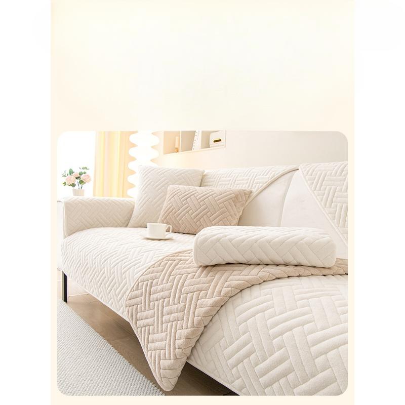 Samt Sofakissen Winter Verdickter Sofabezug All-Inclusive Universalbezug Herbst und Winter Rutschfestes Sofa Handtuchbezug Decke