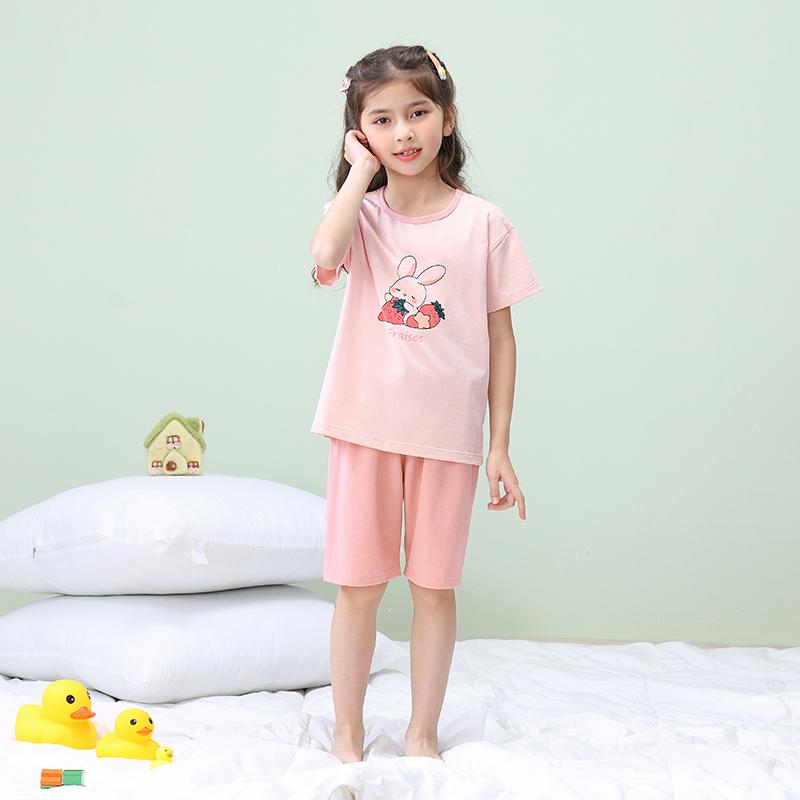 Children's Pajamas Summer Thin Boys' and Girls' Home Clothing Set
