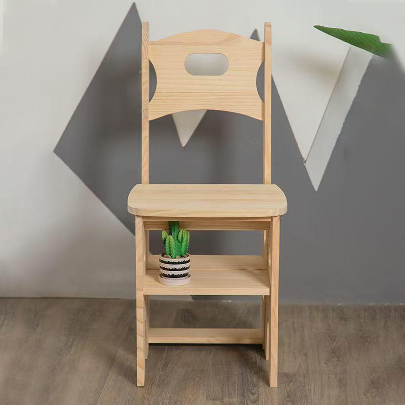 Solid Wood Multifunctional Folding Footstool and Ladder Chair