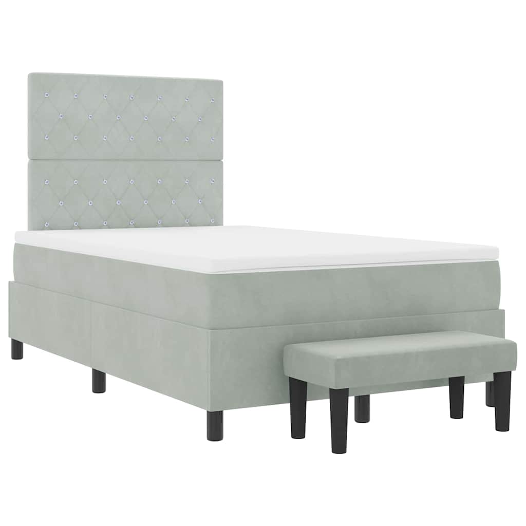 Box Spring Bed with Headboard Light Grey 190 x 120 cm Velvet