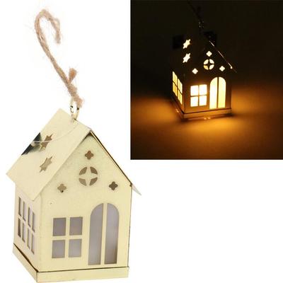 Golden Battery-Powered LED House As a Hanging Decoration