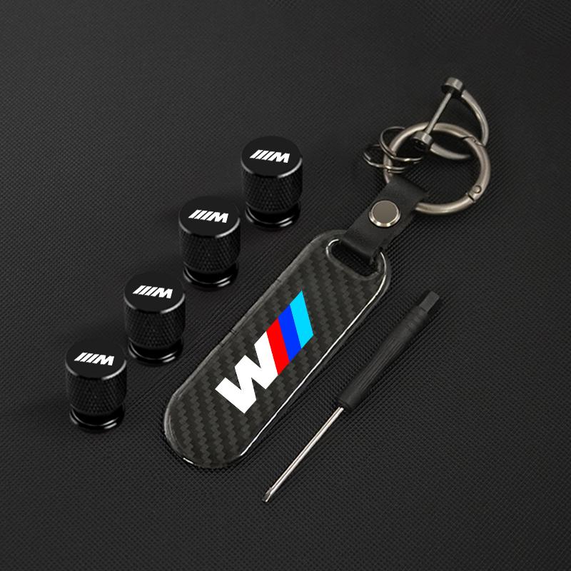 Carbon fiber Tire Valve Stems Cap Keychain Style Wheel Air Valve Cover For BMW M E46 E36 E34 F10 E90 F30 E60 F30 E53 E30 E92 E87 ILYFM1