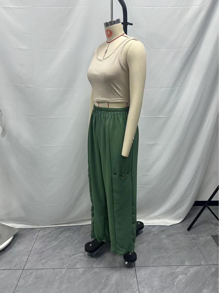 2025 European Autumn/Winter Women's Cotton Linen Wide-Leg Pants with Pockets - Loose & Slimming Design