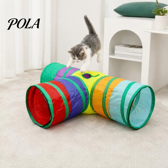 Cat Rolling Tunnel Rainbow Toy, Collapsible Hide with Peek Hole, Zippered Interactive Toy Modular Tunnels, Can Be Freely Combined for Indoor