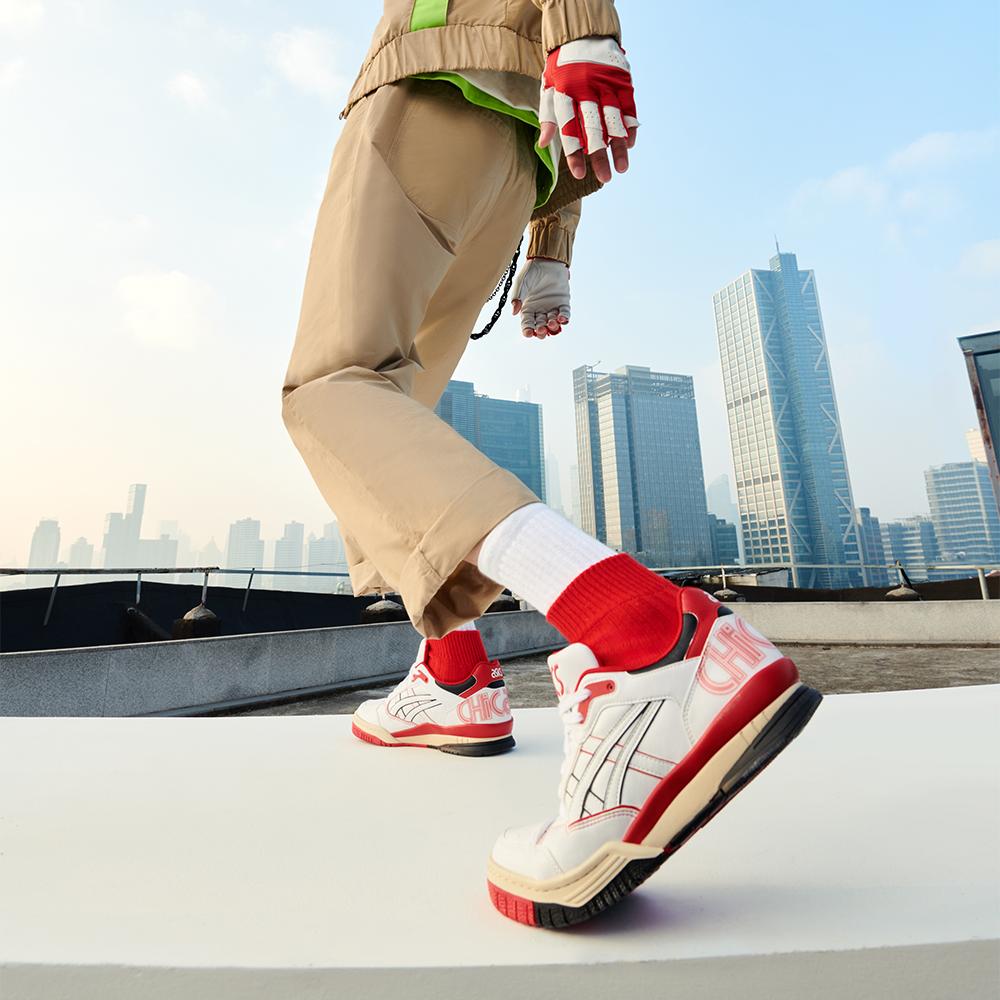 Asics Gel-Spotlyte LOW Anti-Slip And Wear-Resistant Lightweight Low-Top Vintage Basketball Shoes Unisex White Red