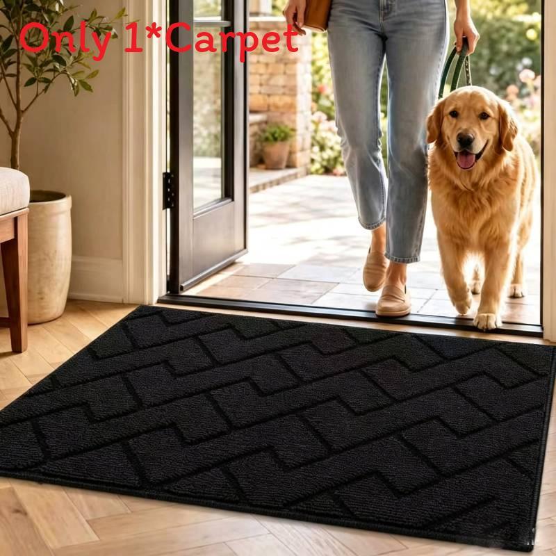 Entryway Doormat With Plush Flocking For Bathroom And Living Room Use