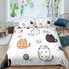Cartoons Niedliche Katze Bettbezug Polyester Bettdeckenbezug Kissenbezug Junge Mädchen Liebevolle Tiere Bettwäscheset King Queen Full Size